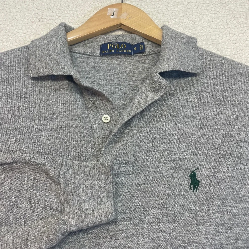 Polo Ralph Lauren Polo Shirt Mens S Grey Long Sleeve Pique Pony Logo Classic